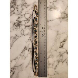 Vintage Crystal Rhinestone Headband With Black Elastic Strap